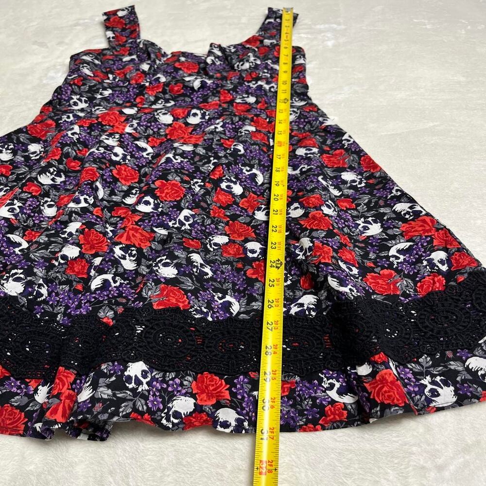 Hot Topic Goth Girl Baby Doll Dress Women's M Skull Flower Stitch Trim Halloween - Picture 6 of 9